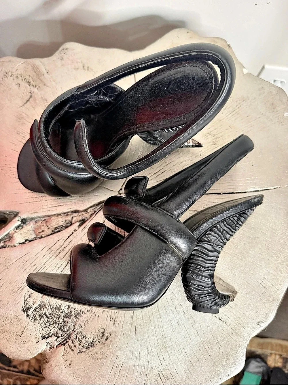 Givenchy Horn Heel Sandals Black Sculptural Heels